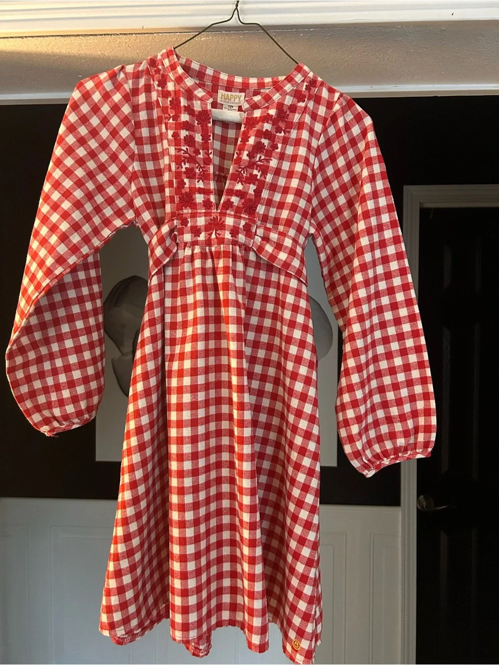 Pink Chicken Red and White Gingham Girls Dress